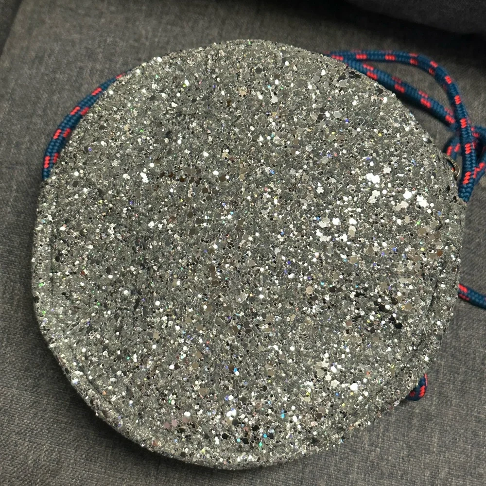 Crewcuts Silver Glitter Emoji Crossbody Bag